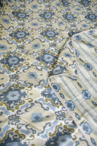 Blue Ikkat Reversible Mul Mul Handblock Cotton Dohar