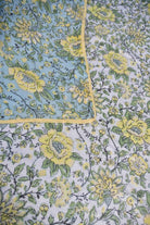 Blue n yellow floral Mul Mul Reversible Dohar
