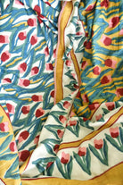 Tulip Love Mustard Yellow and Pink Premium HandBlock Dohar