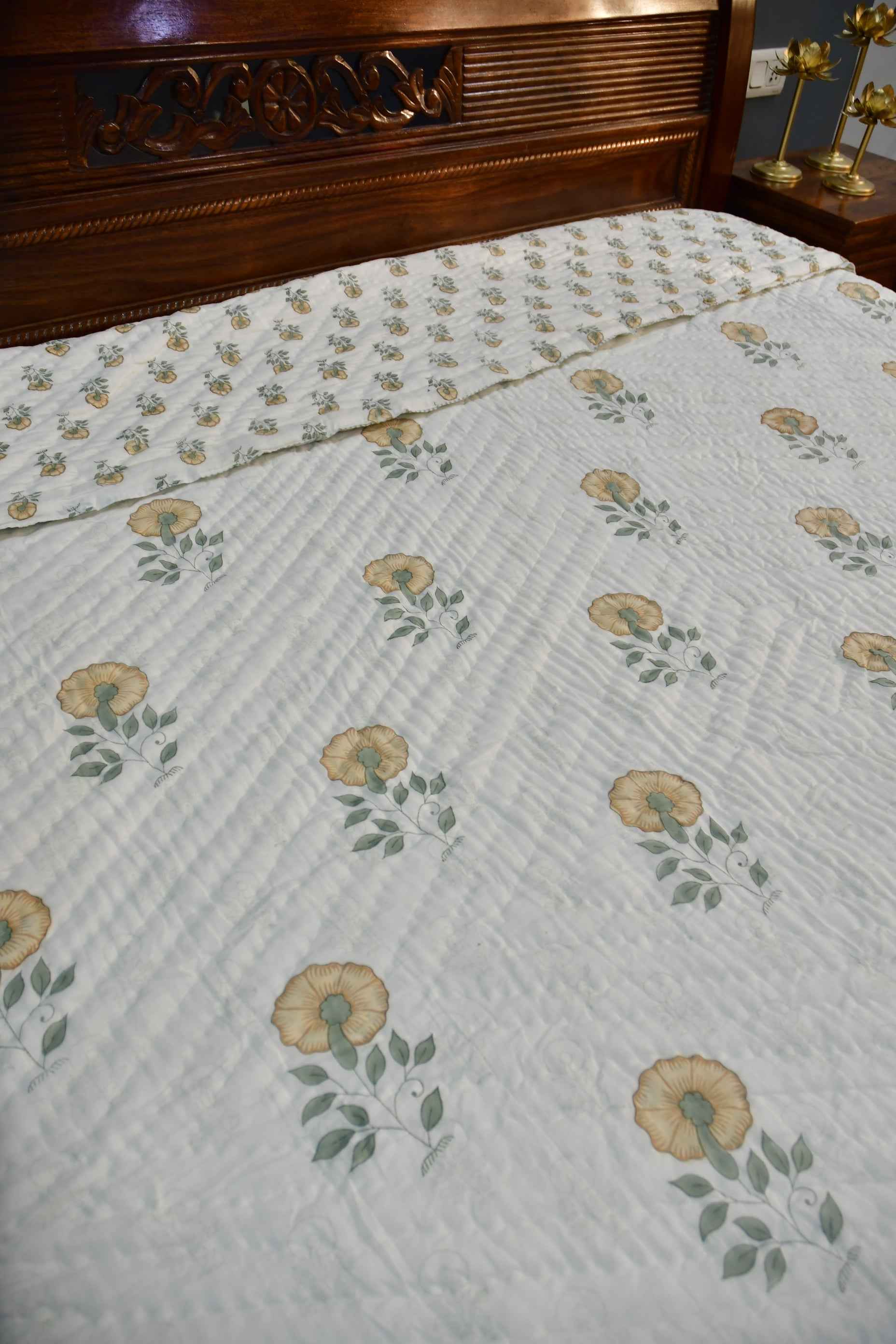 Flower of Hope mul mul Handblock Quilt