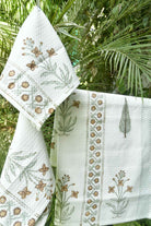 Saffron Floral and Cypress Pattern Bath & Hand Towel Set