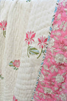Pink Lotus Handblock Reversible Quilt : Warmth & Style