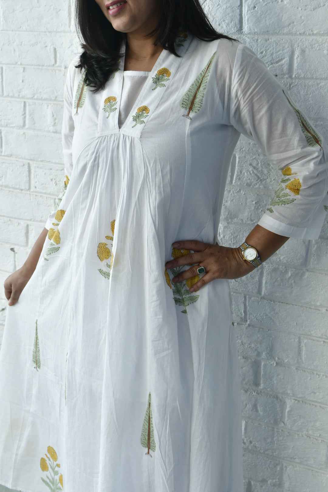 Marigold and Cypress Kurta Dress
