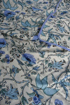 Blue Floral Jaal Mul Mul Cotton Reversible Dohar