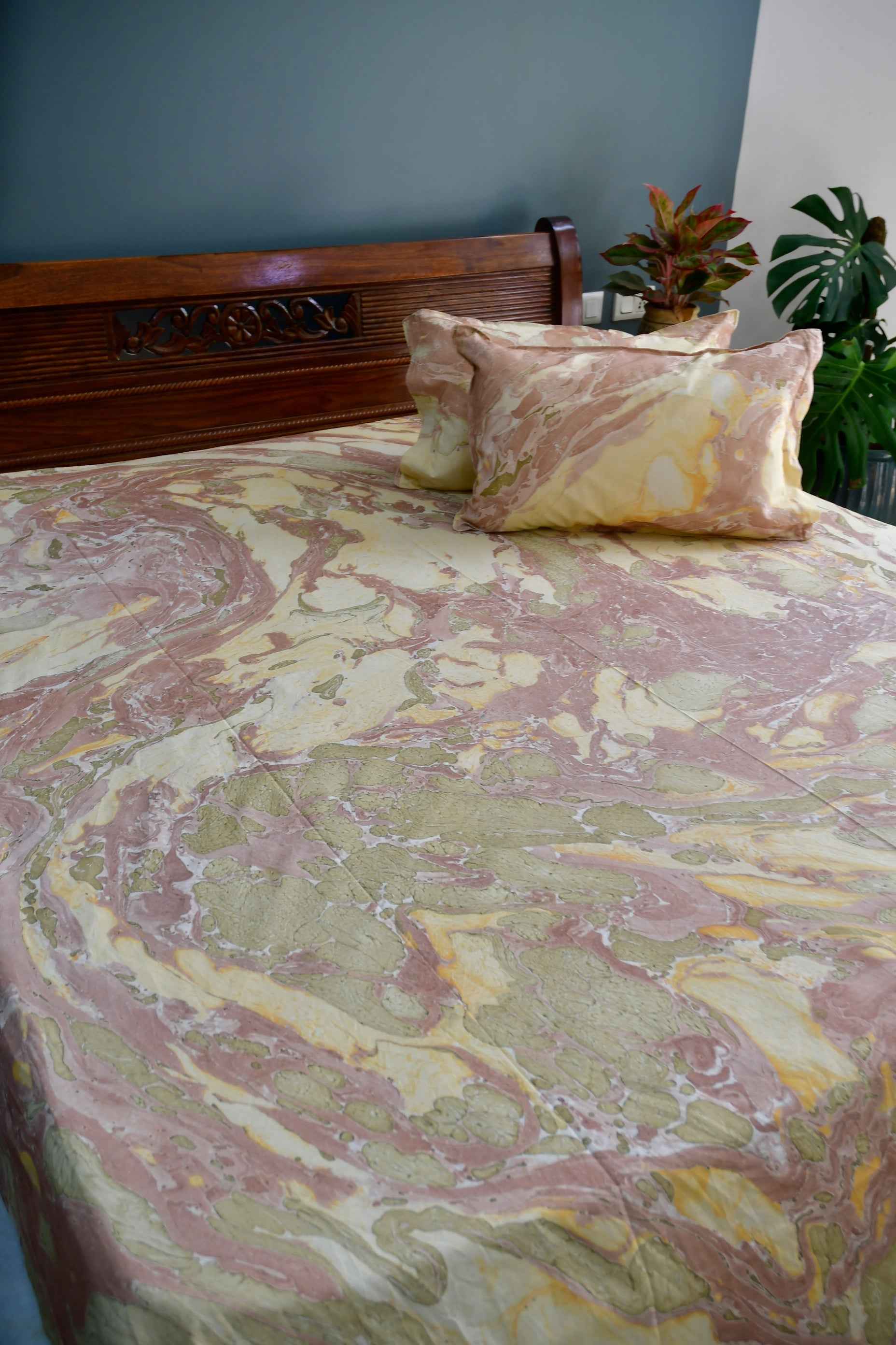 Earthy Marble Double Cotton Bedsheet
