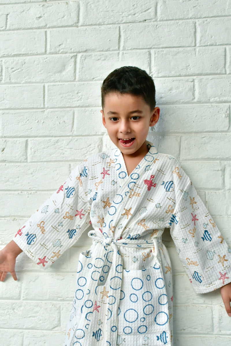 Kids sea world bathrobe