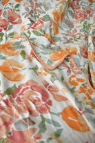 Pastel Orange Floral Dohar:  Soft Mul Mul Cotton