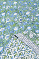 Green Love Handblock Reversible Quilt