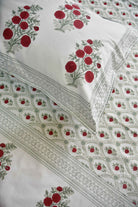 Red Flower Jaal Buta Premium Hand Block Bedsheet