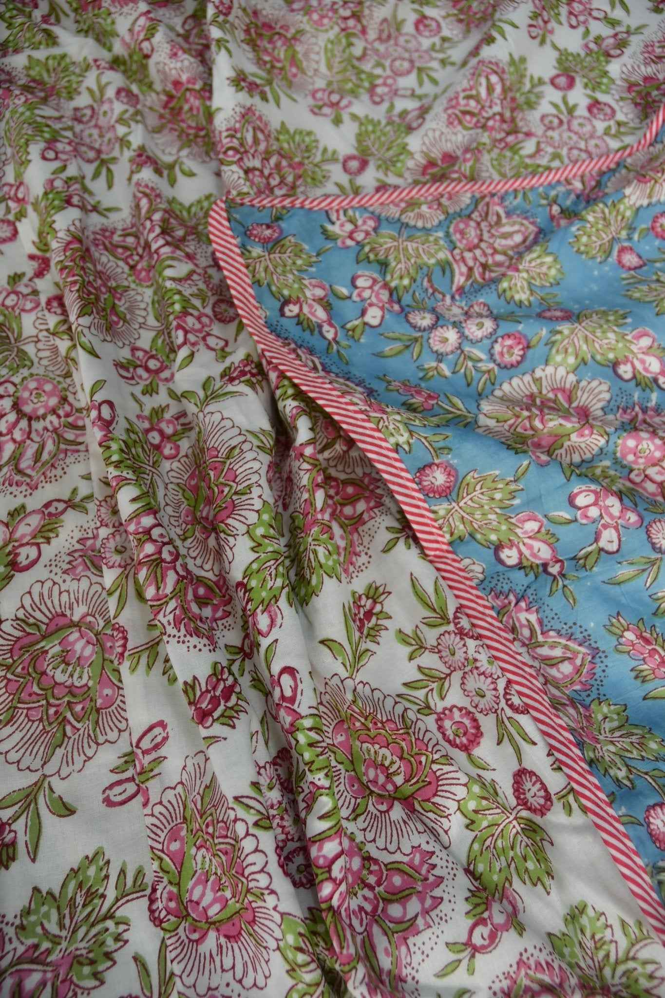 Blue Pink Reversible Mul Mul Cotton Dohar