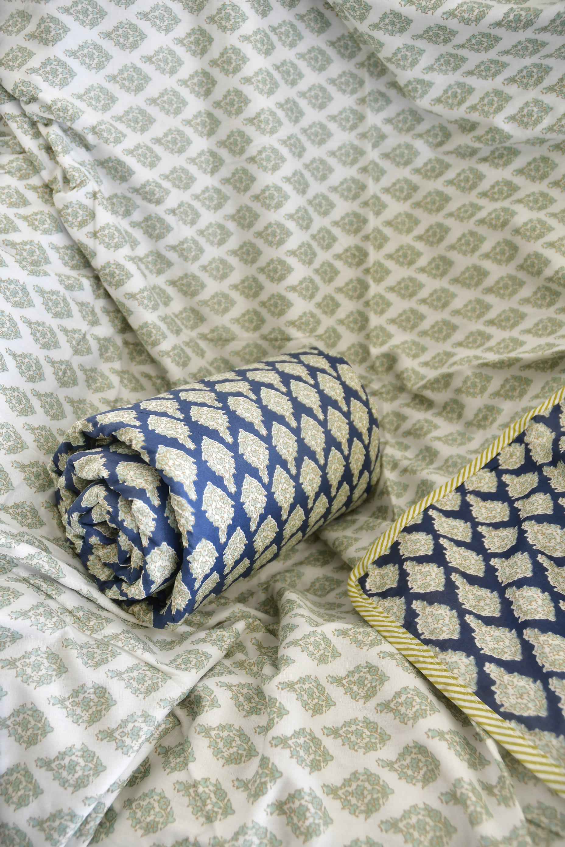 Deep Blue Bagru Print Dohar Handcrafted Comfort