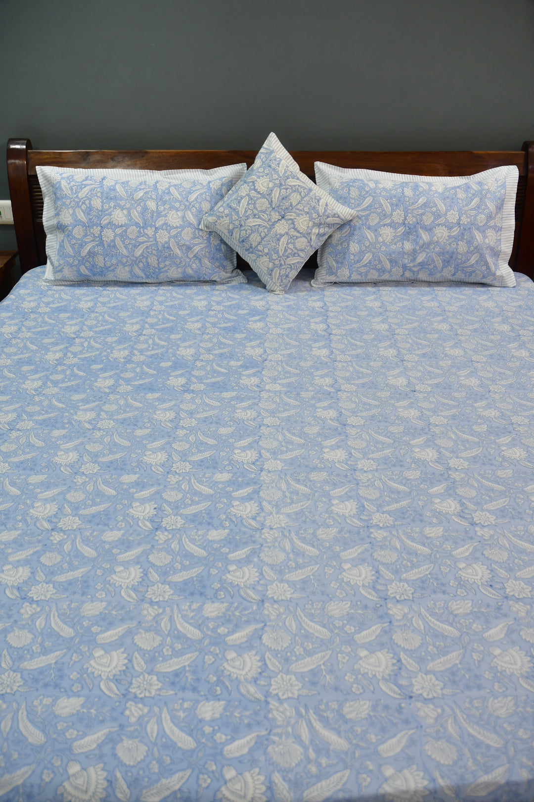 Blue and white floral Bedsheet 