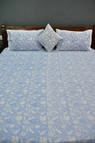 Blue and White Floral Handblock Cotton Handblock Bedsheet
