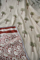 Beige and Maroon Palm and floral jaal Dohar