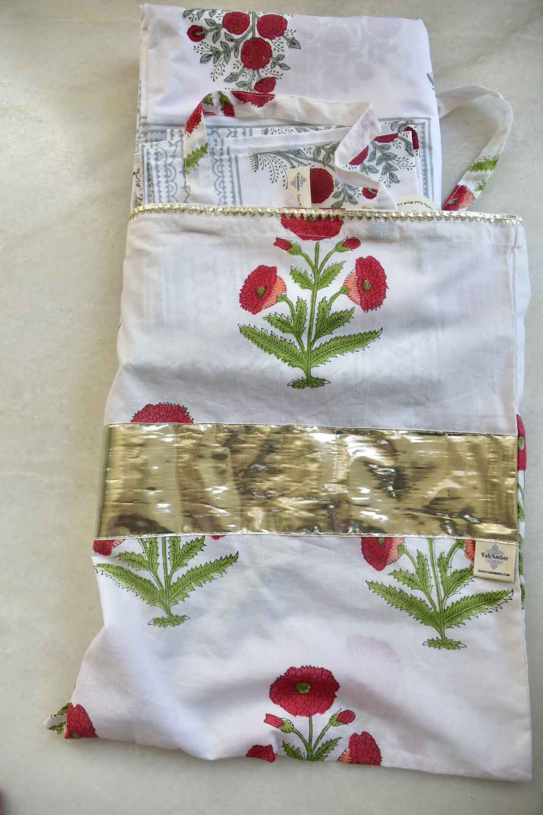 Handblock Printed Gota Gifting Bag