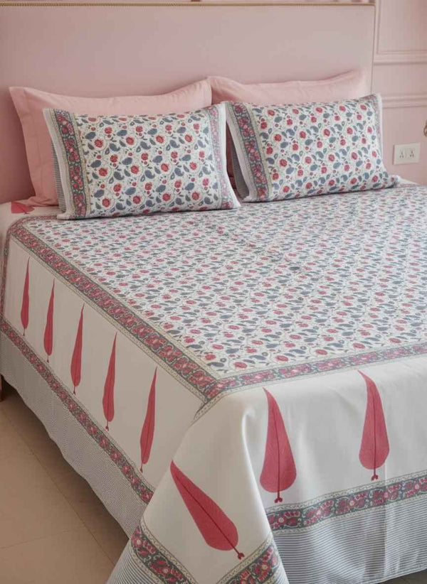 Cotton Quilt Hand Block Bedding Set : Valley of flower
