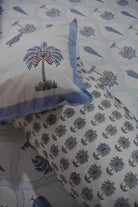 Blue Palm Hand Block Cotton Bedsheet
