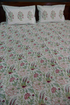 Floral and Bird Bedsheet : Handblock, Jaipuri