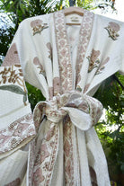 Gulabi Phool Waffle Cotton Bathrobe