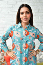 Moonstone Blue Floral Cotton Shirt