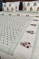 Red Flower Jaal Buta Bedding set : Hand Block Cotton