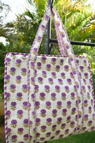 Lavender Buti Zipper Tote Bag: Hand-Blocked Beauty