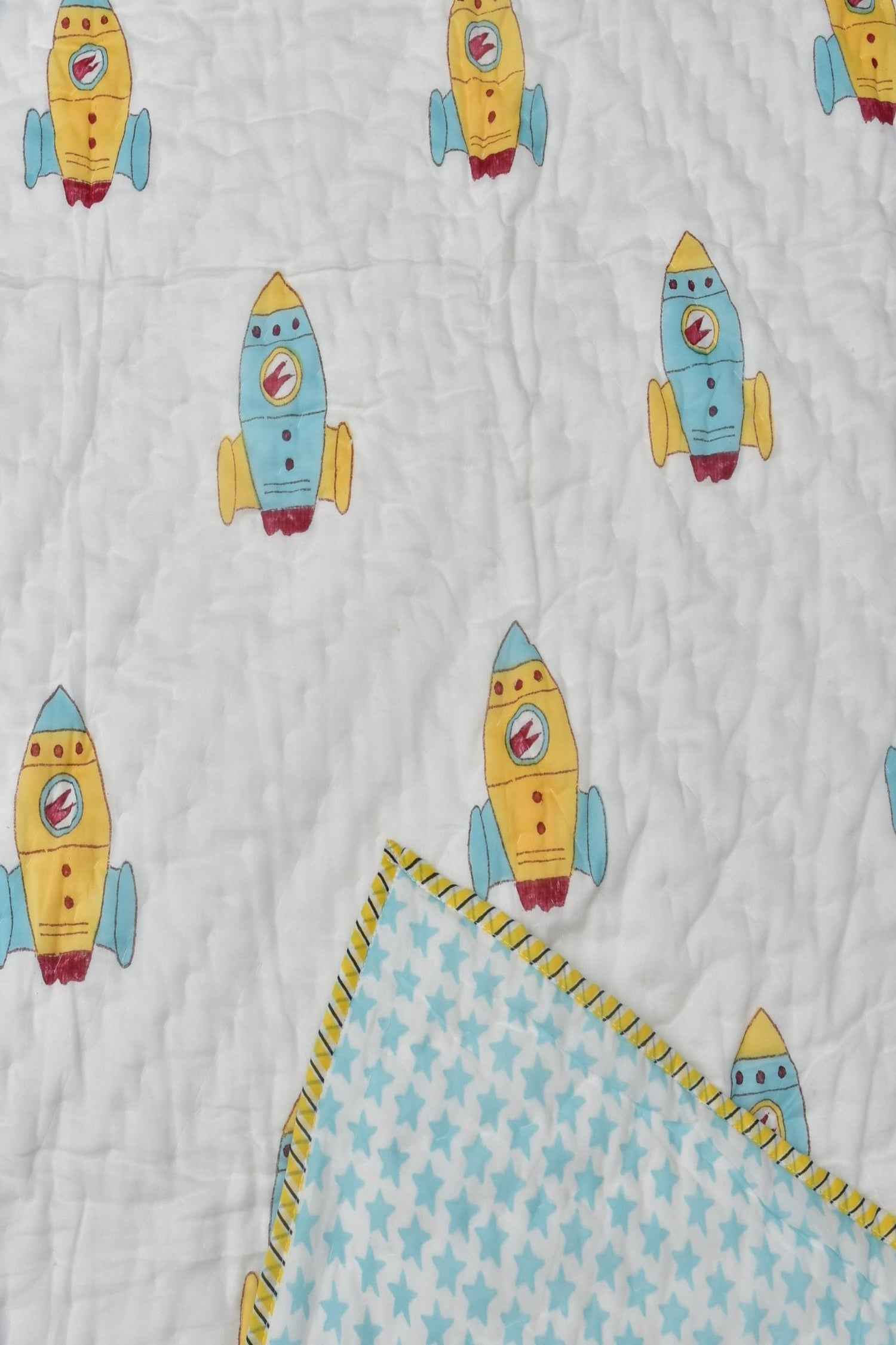 Space travel Reversible Baby Handblock Quilt
