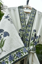 Cotton Bathrobe : Deep Blue Buta Block Print