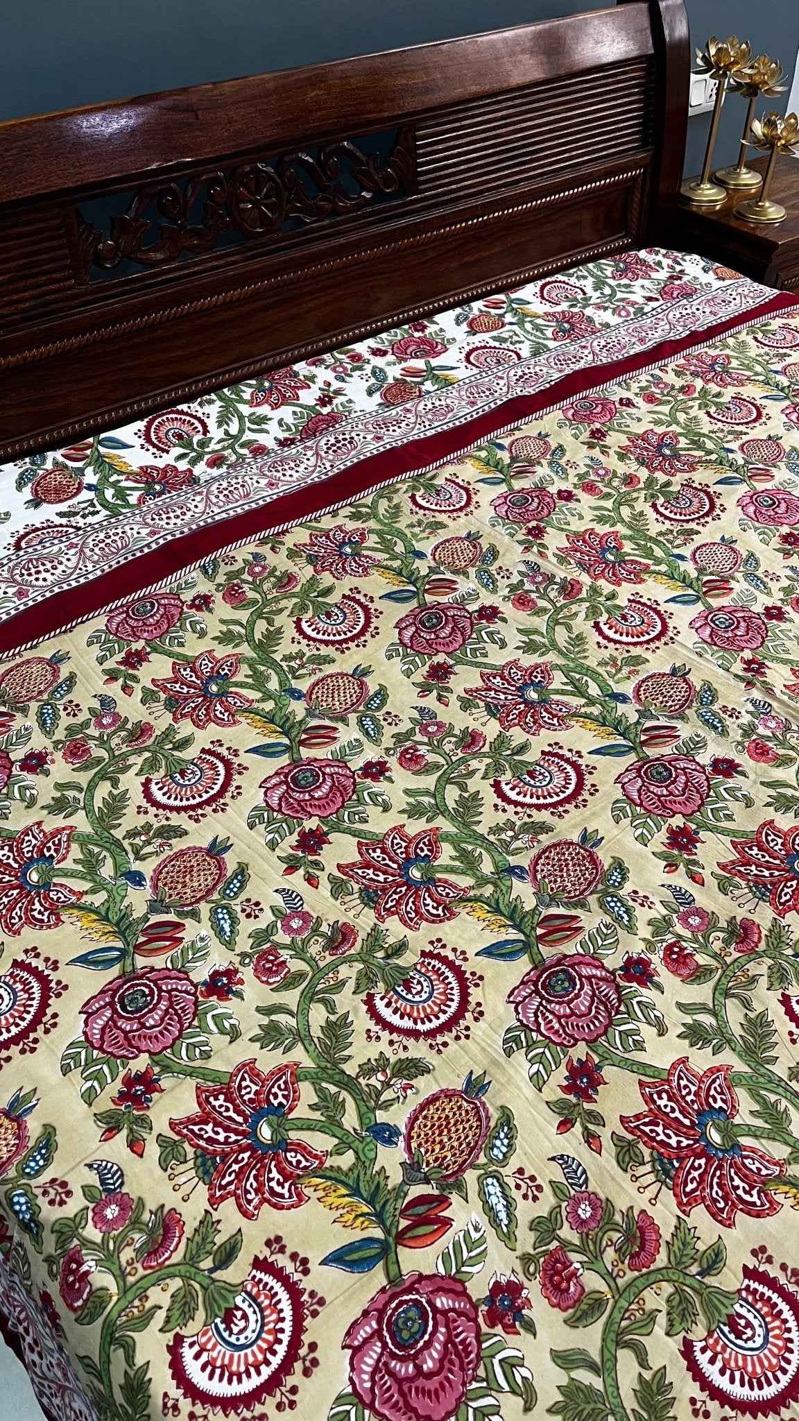 Premium Royal Floral Jaal Handblock Dohar
