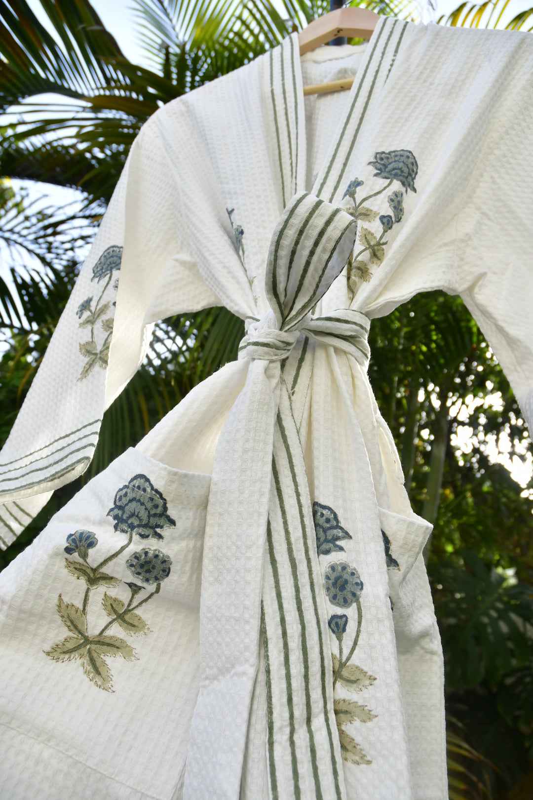 Royal Buta Handblock Waffle Cotton Bathrobe