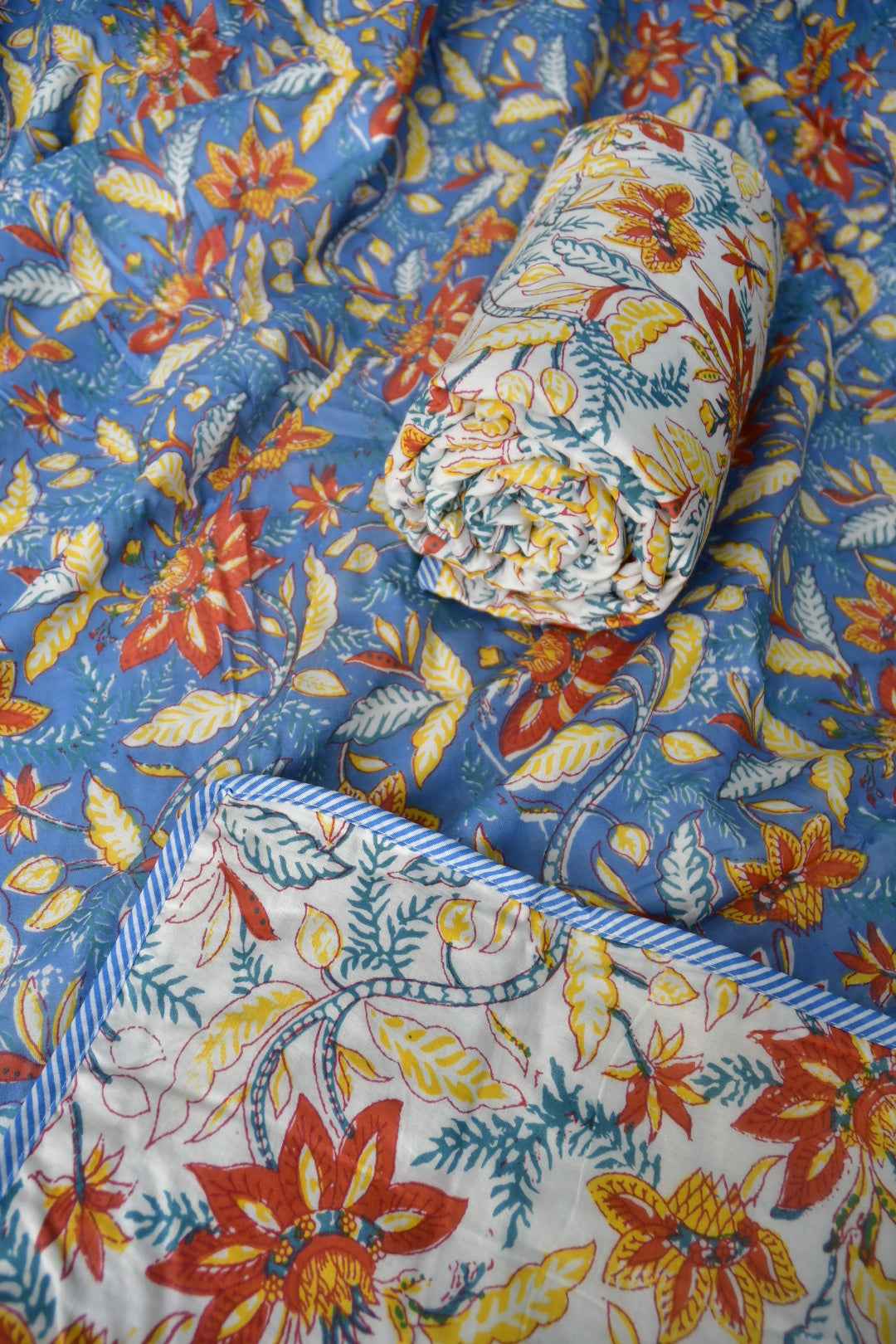 Blue Gulshan Reversible Mul Mul Cotton Dohar