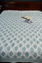 Sea Green Geometrical Quilt - Jaipuri Rajai premium quality