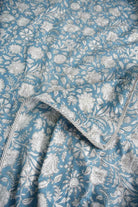 Bluish Cyan floral Print Reversible Dohar