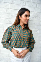 Beetle Green Classic Buta Cotton Shirt