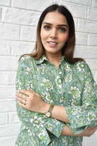 Forever Green and White Floral Cotton Shirt