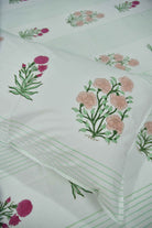Peach and Pink Floral premium HandBlock Bedsheet