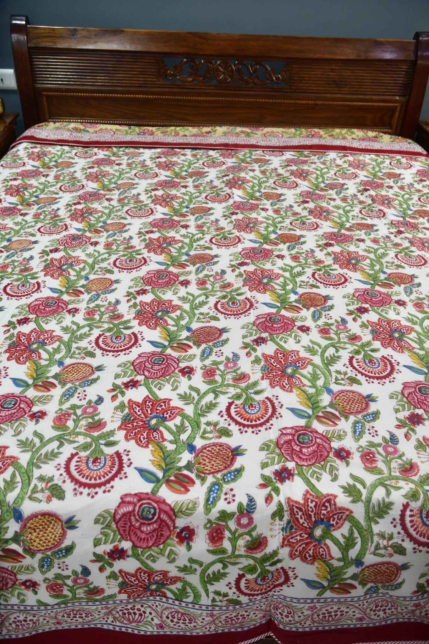 Premium Royal Floral Jaal Handblock Dohar