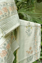 Saffron Buta on Beige Bath & Hand Towel Set