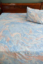 Pink Blue Marble Bedsheet:  Hand Block Print