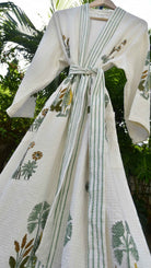 Yellow Green Buta Handblock Bathrobe