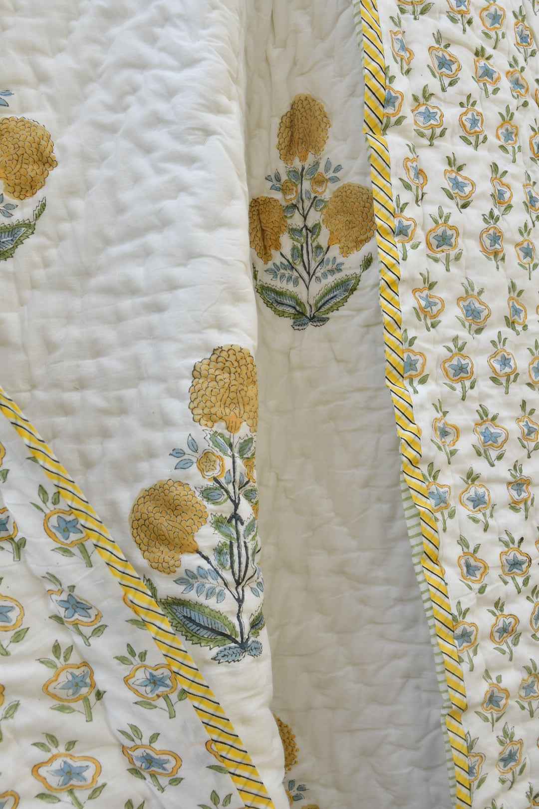 Yellow Marygold Handblock Cotton Quilt
