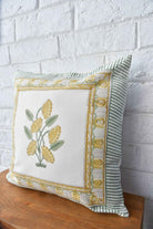 Pretty Yellow Hand Block Cushion: Sunshine for Your Sofa (India)
