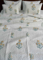 Yellow Poppy Handblock Cotton Bedding set
