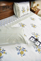 Royal Blue yellow Buta Bedsheet : Regal elegance