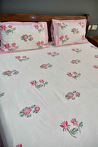 Pink Lotus Handblock Cotton Handblock Bedsheet