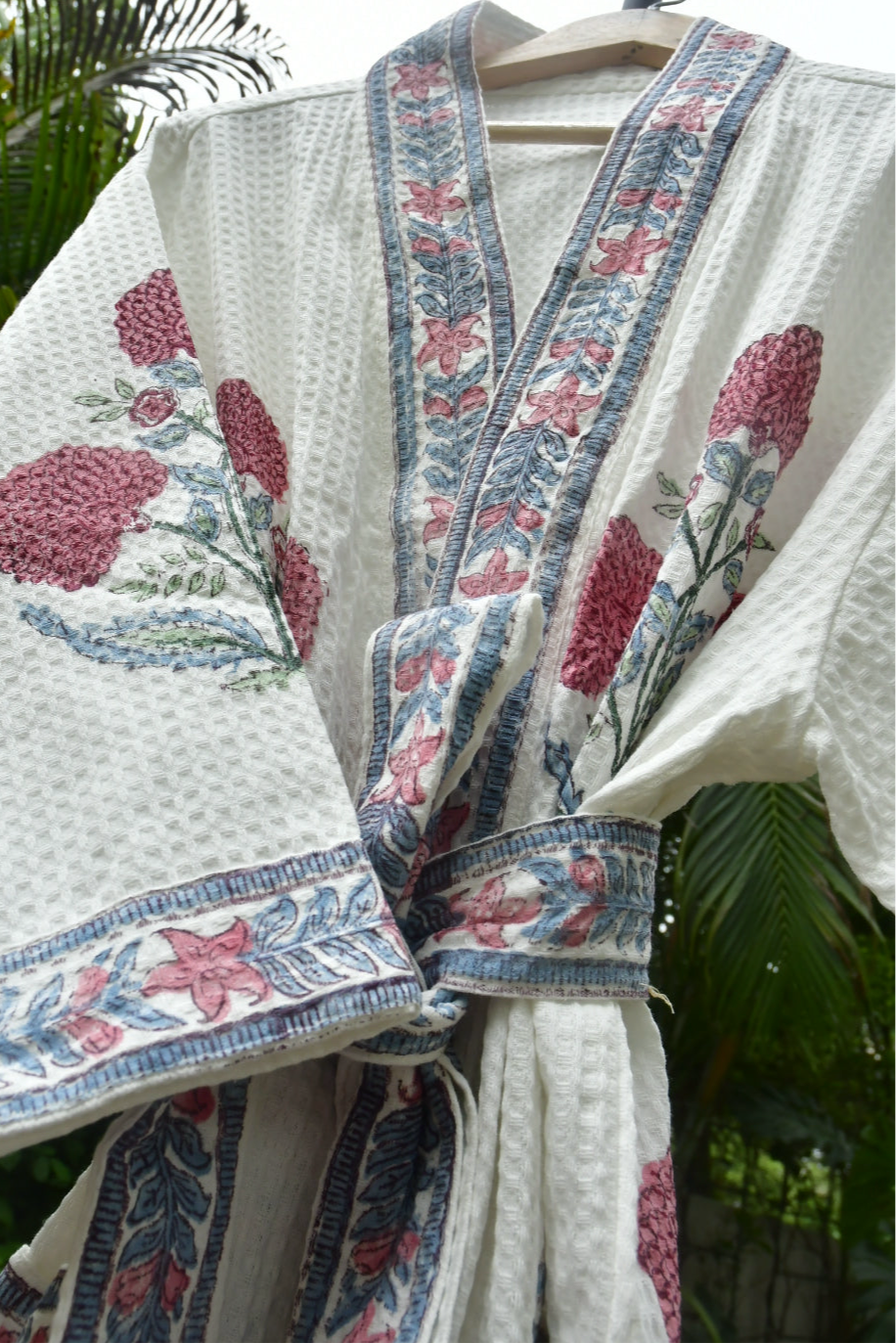 Lovely Pink Poppy waffle Cotton Bathrobe