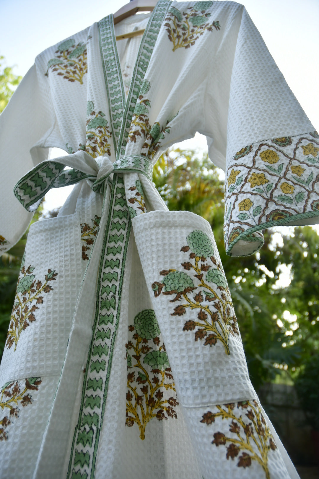 Green buta jaal premium bathrobe 