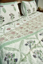 Butterfly and floral jaal mul mul Handblock Quilt