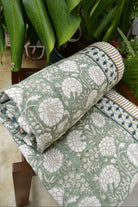 The Olive Green Floral Dohar : Timeless Elegance