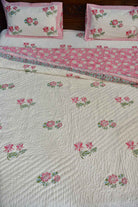 Pink Lotus Handblock Cotton Bedding Set